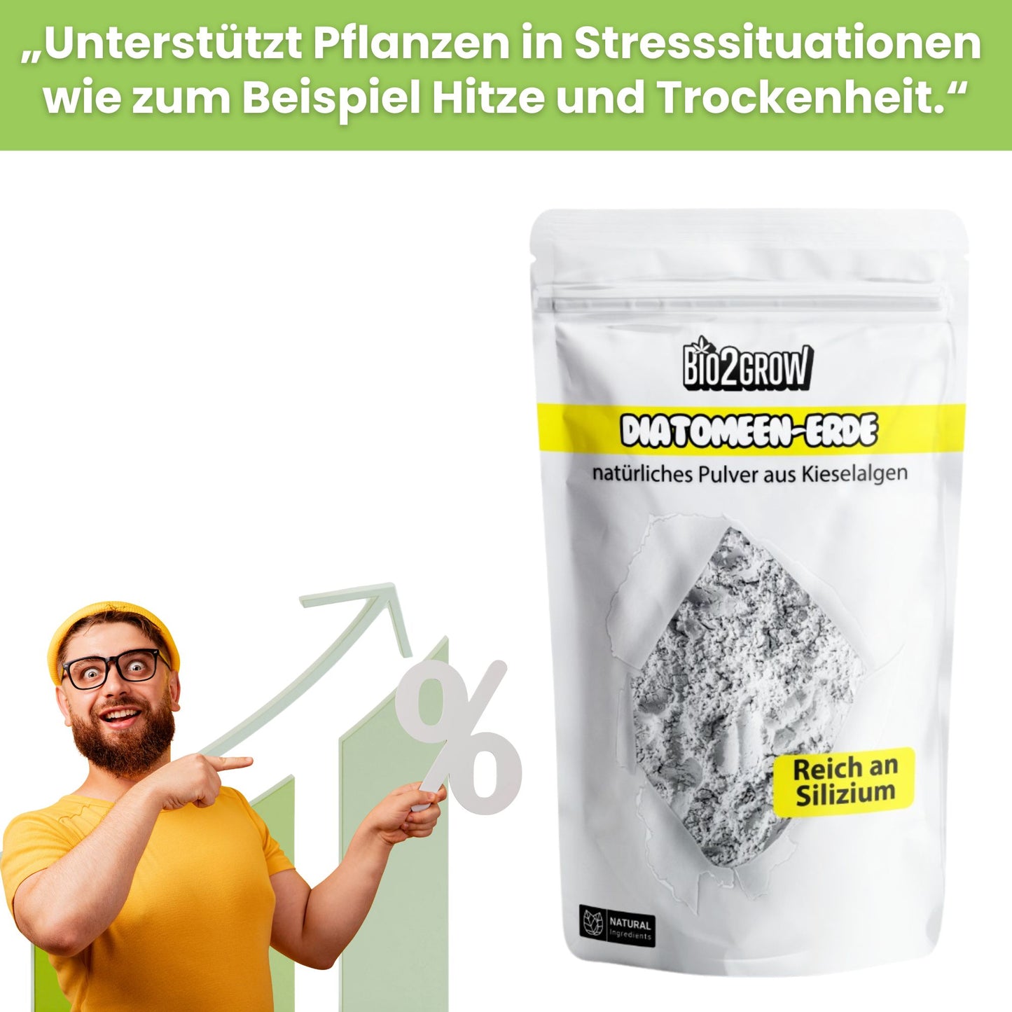 Bio2Grow Diatomenerde – Natürliches Silizium-Pulver für starke Pflanzen & gesunden Boden