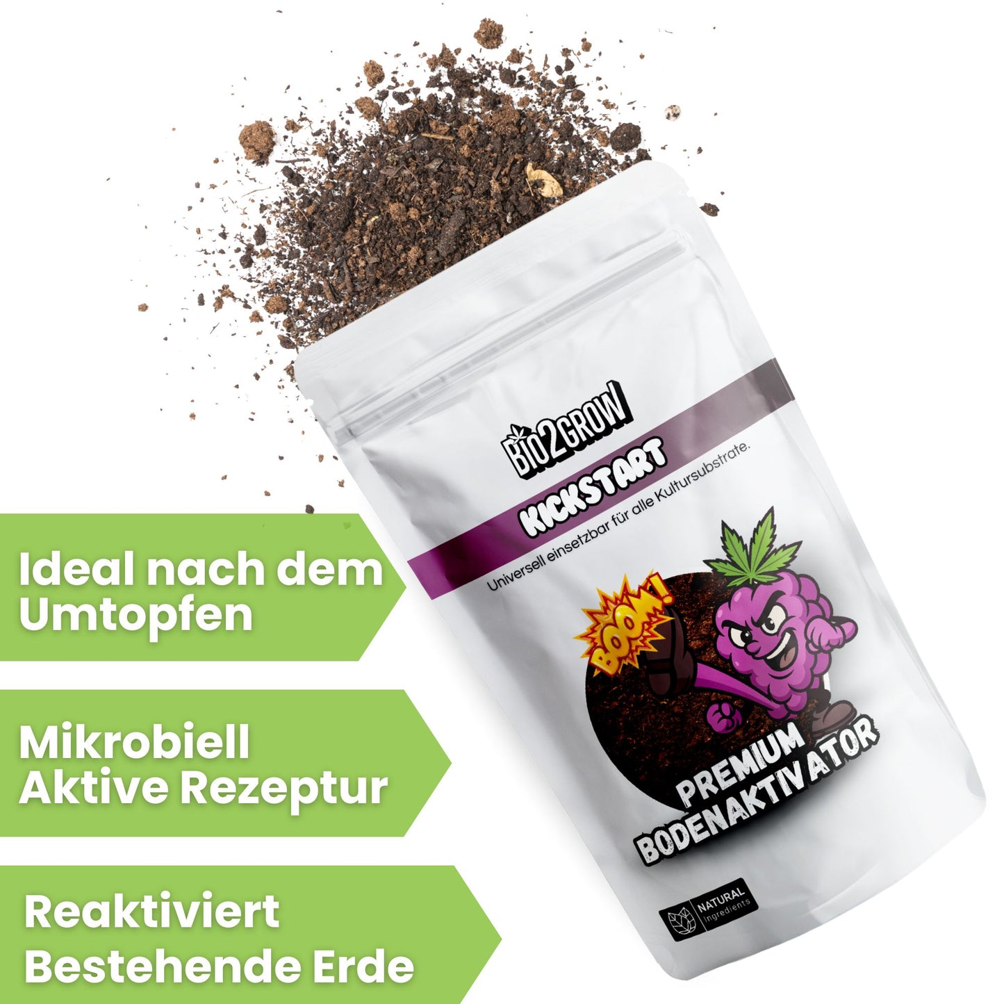 Bio2grow Kickstart – Bringt ausgelaugte Erde wieder zum Leben – Organischer Dünger & Bodenaktivator mit Bakterien – Für Erde & Kokos – Indoor & Outdoor