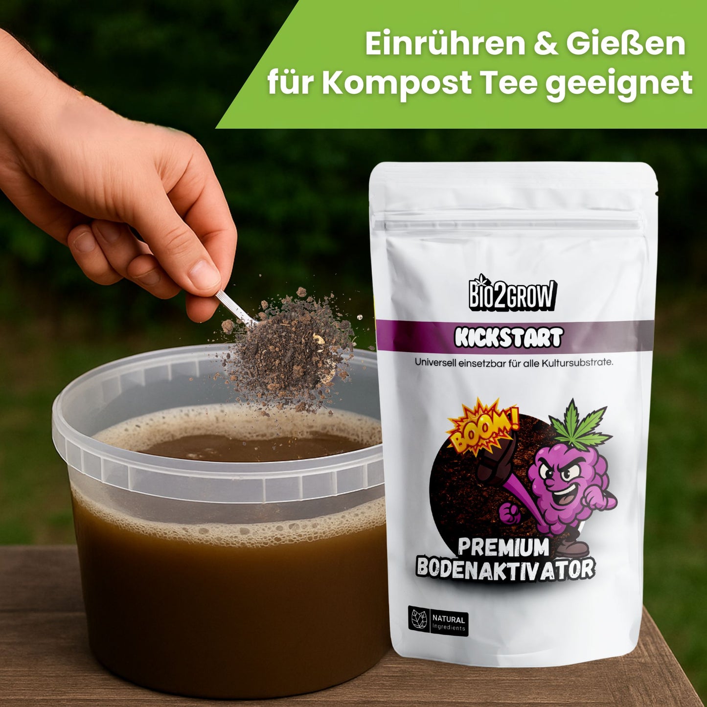 Bio2grow Kickstart – Bringt ausgelaugte Erde wieder zum Leben – Organischer Dünger & Bodenaktivator mit Bakterien – Für Erde & Kokos – Indoor & Outdoor