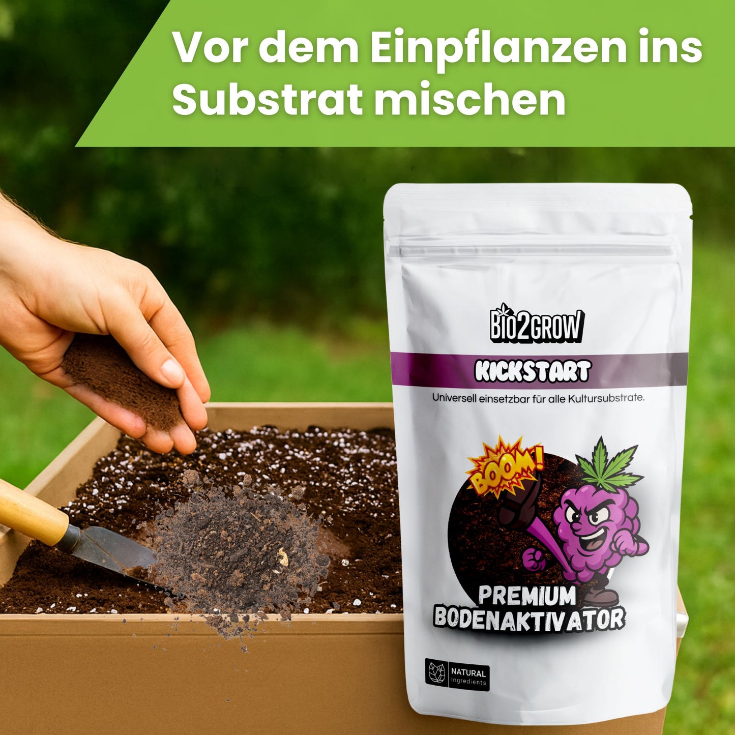 Bio2grow Kickstart – Bringt ausgelaugte Erde wieder zum Leben – Organischer Dünger & Bodenaktivator mit Bakterien – Für Erde & Kokos – Indoor & Outdoor