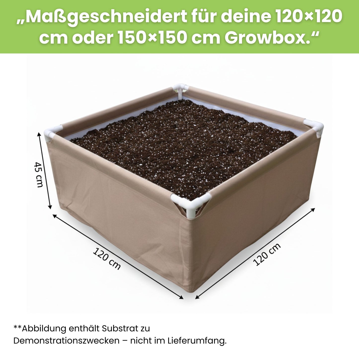 Bio2grow Living Soil Beet 120x120x45 cm - Hochwertiges Pflanzbeet für Indoor & Outdoor